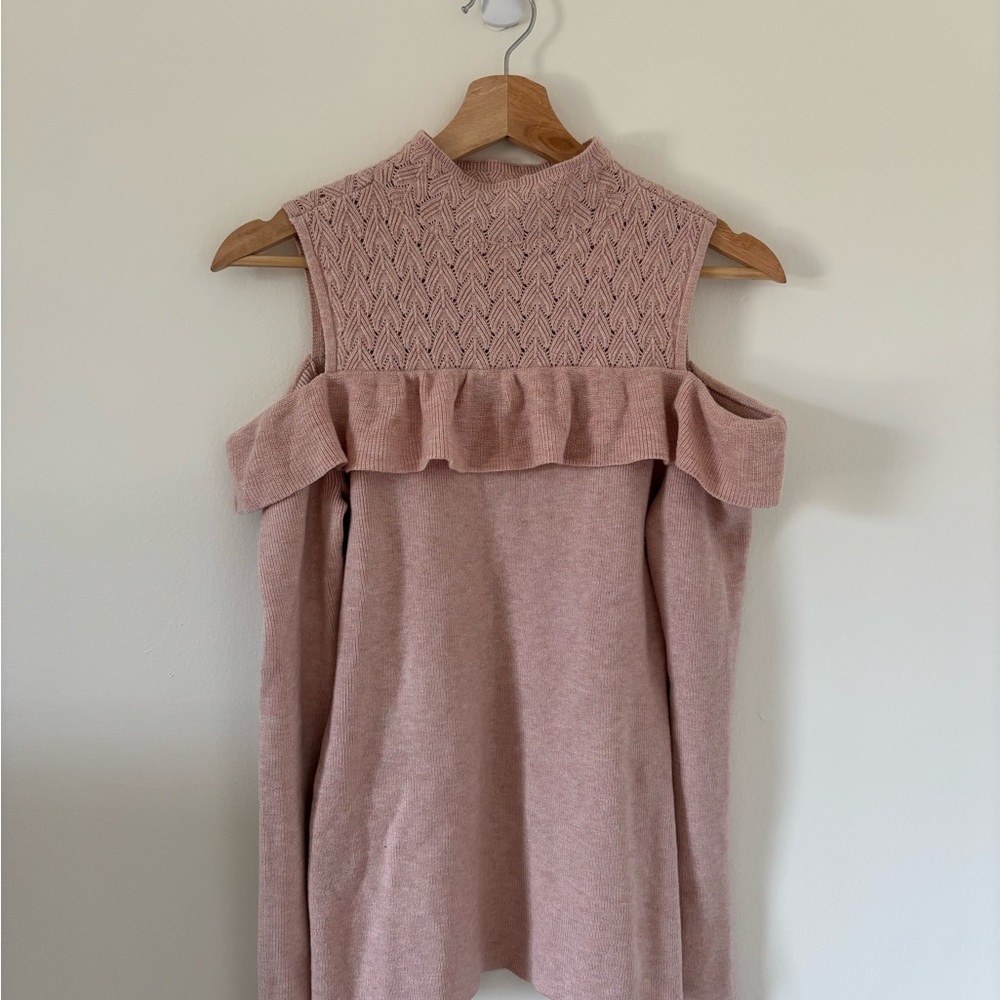 Pink Sleeveless Knit Top with Ruffle Detail